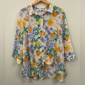 Rose + Olive St Tropez Citrus Blouse 2X Lightweight